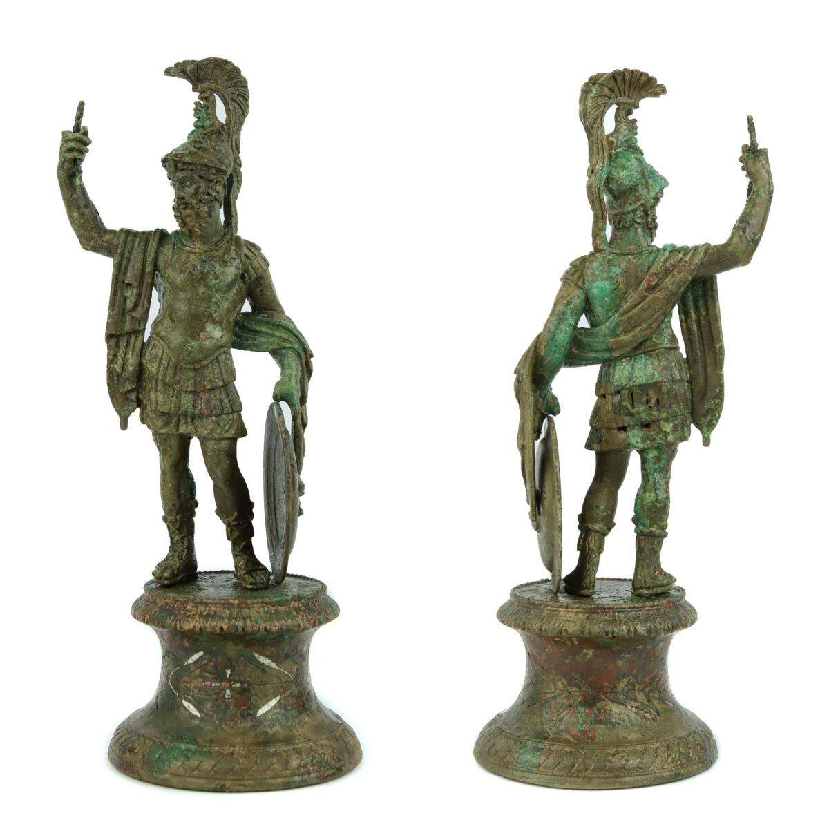A bronze statue of Mars included a shield with the depiction of the She-Wolf, Romulus and Remus, archaeologists said.