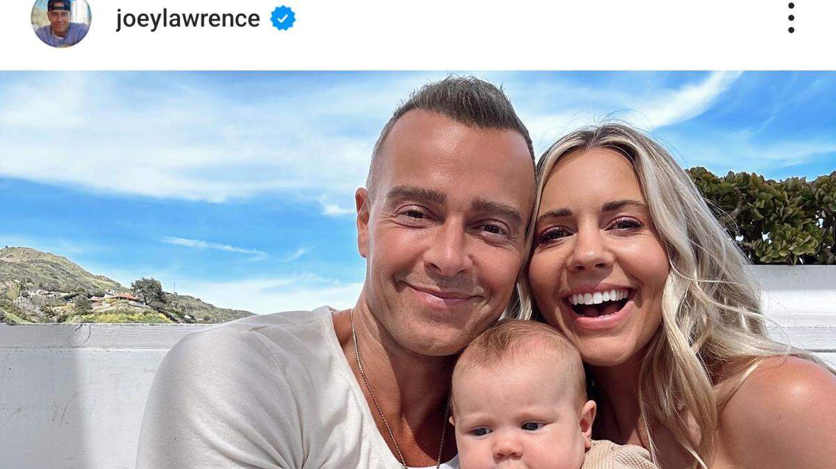 joey lawrence with wife samantha cope and baby daughter