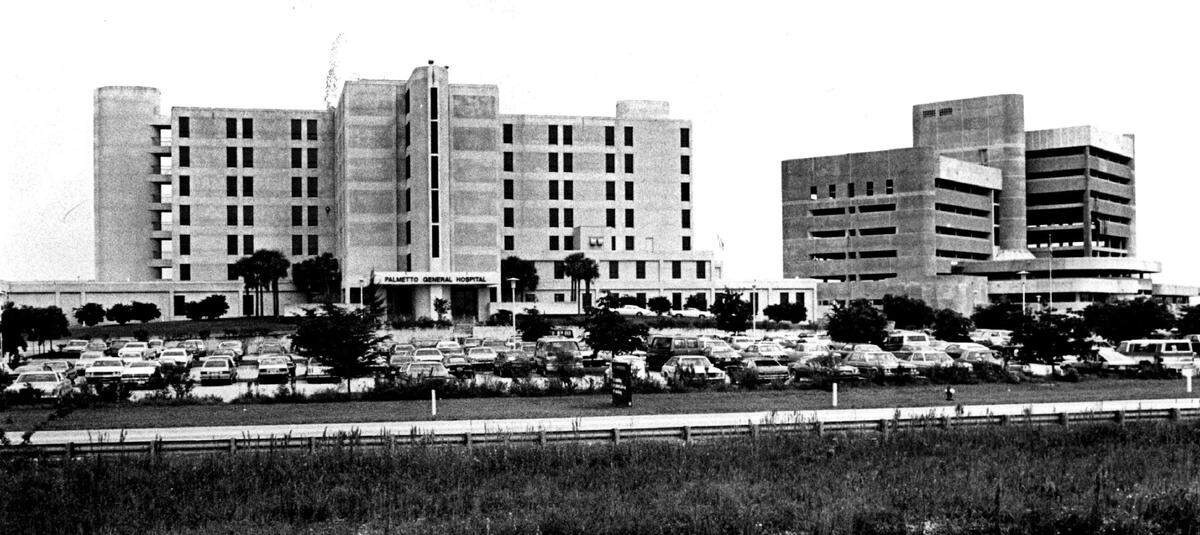 Palmetto General Hospital’s professional building under construction in 1980.