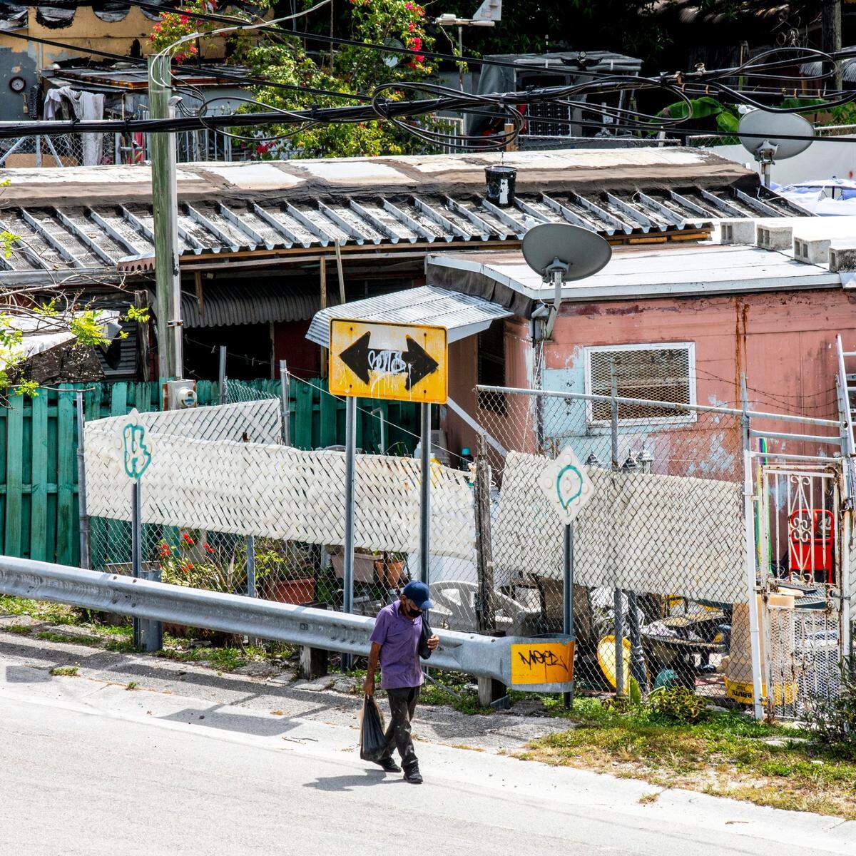 A June 1, 2021, view of the mobile home park where residents face possible eviction from a non-subsidized affordable housing park by developers near the Miami River, in Miami, Florida.