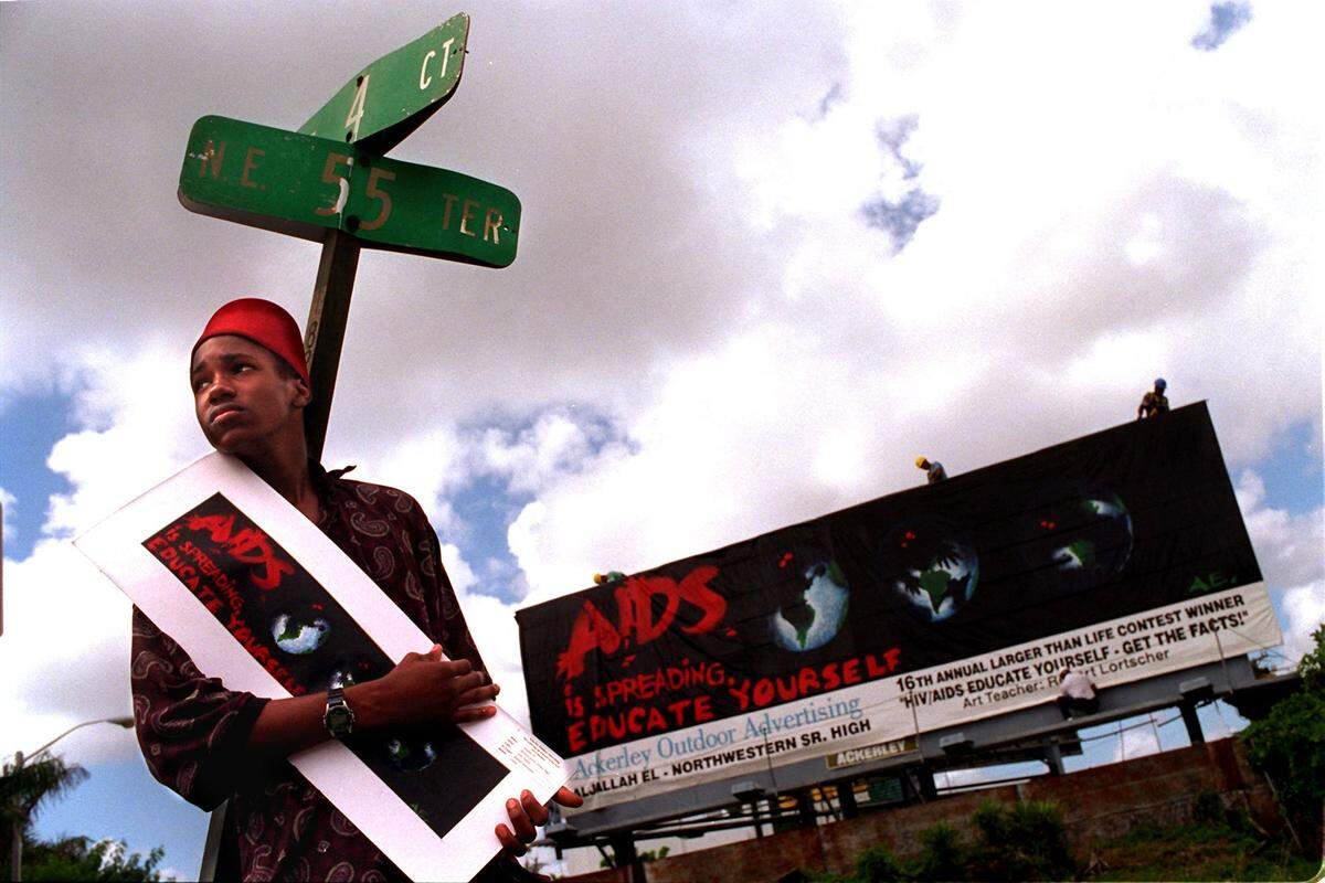 In 1995, 16-year-old 10th grader at Northwestern High Aljallah El was a winner in the ”Larger Than Life” billboard contest.