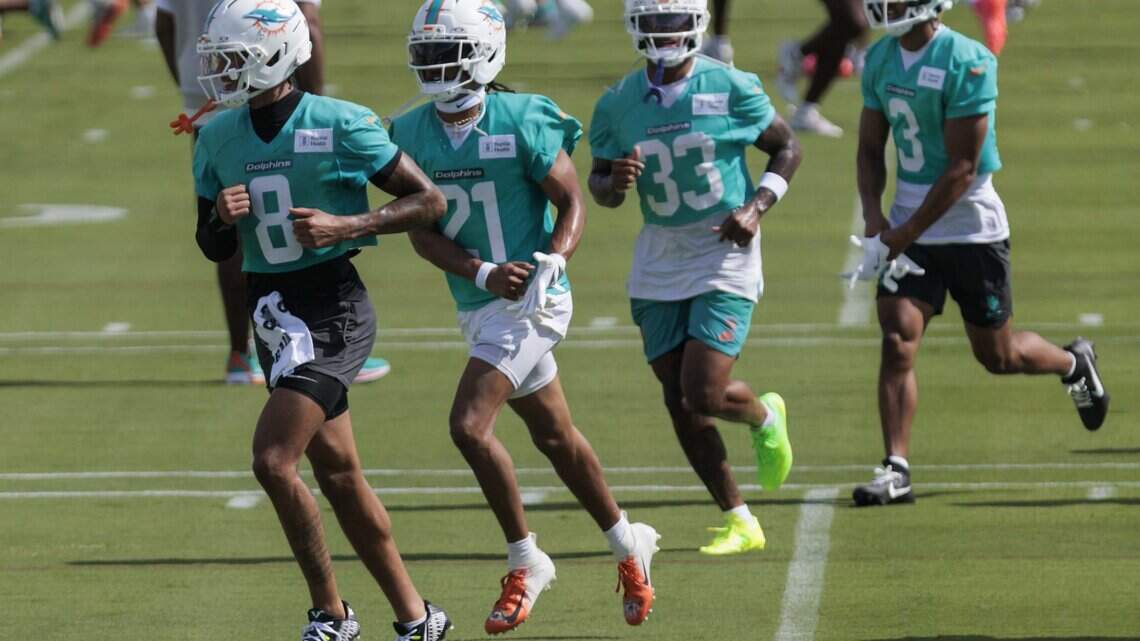 Dolphins Training Camp day one: defense forces several turnovers in team portion