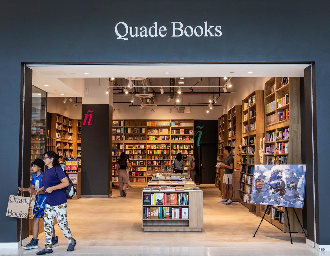 Customers leave Quade Books in Aventura Mall after making a purchase on Friday, August 9, 2024 in Aventura, Fla.