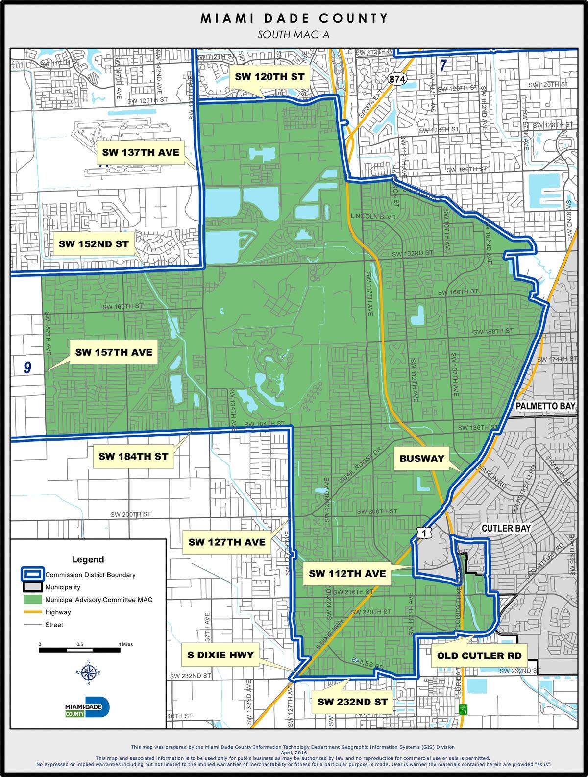 The boundaries for a proposed new city in South Dade. The proposal was withdrawn because of opposition from residents and the majority of county commissioners.
