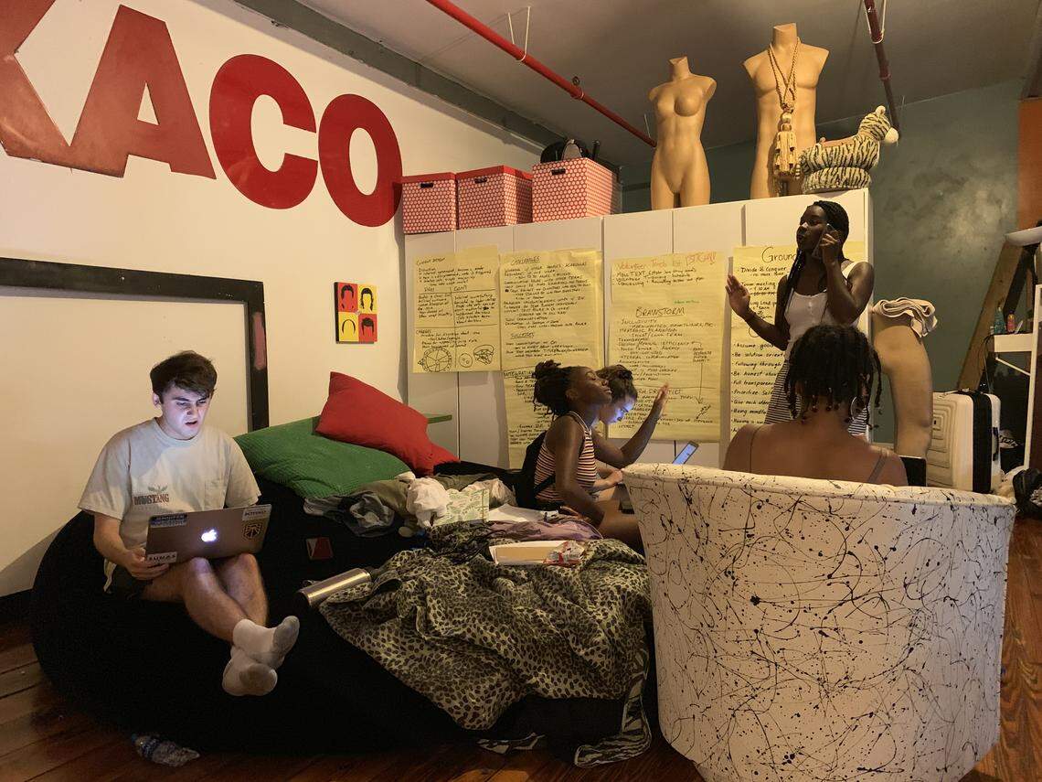 Ethan Wright, 19, works to get everything finished before the Zero Hour youth summit in Miami this weekend, which will draw teenage climate change activists to talk solutions and grassroots organizing around the issue.