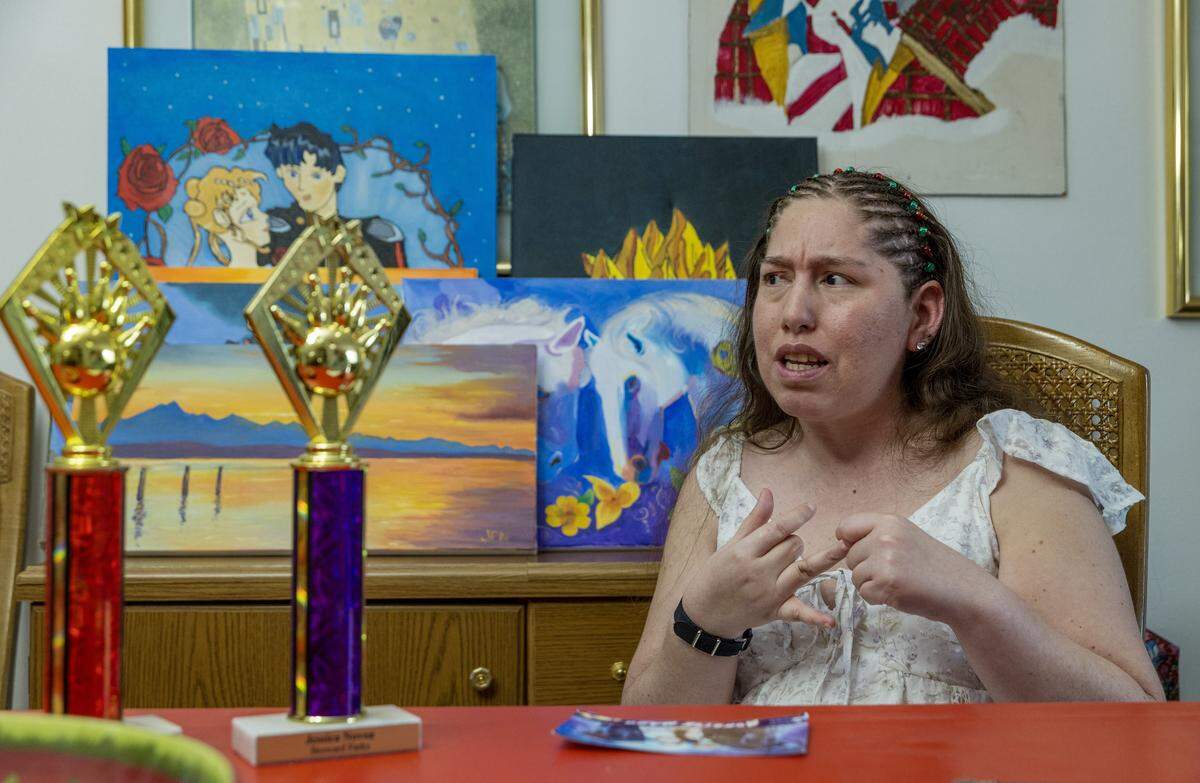 Jessica Novoa, is in her 40s and suffers from epilepsy since she was a little girl, talks about her life after a brain surgery as she continues to battle epilepsy. At her house, in Sunrise, Florida, on Saturday, December 13, 2025.