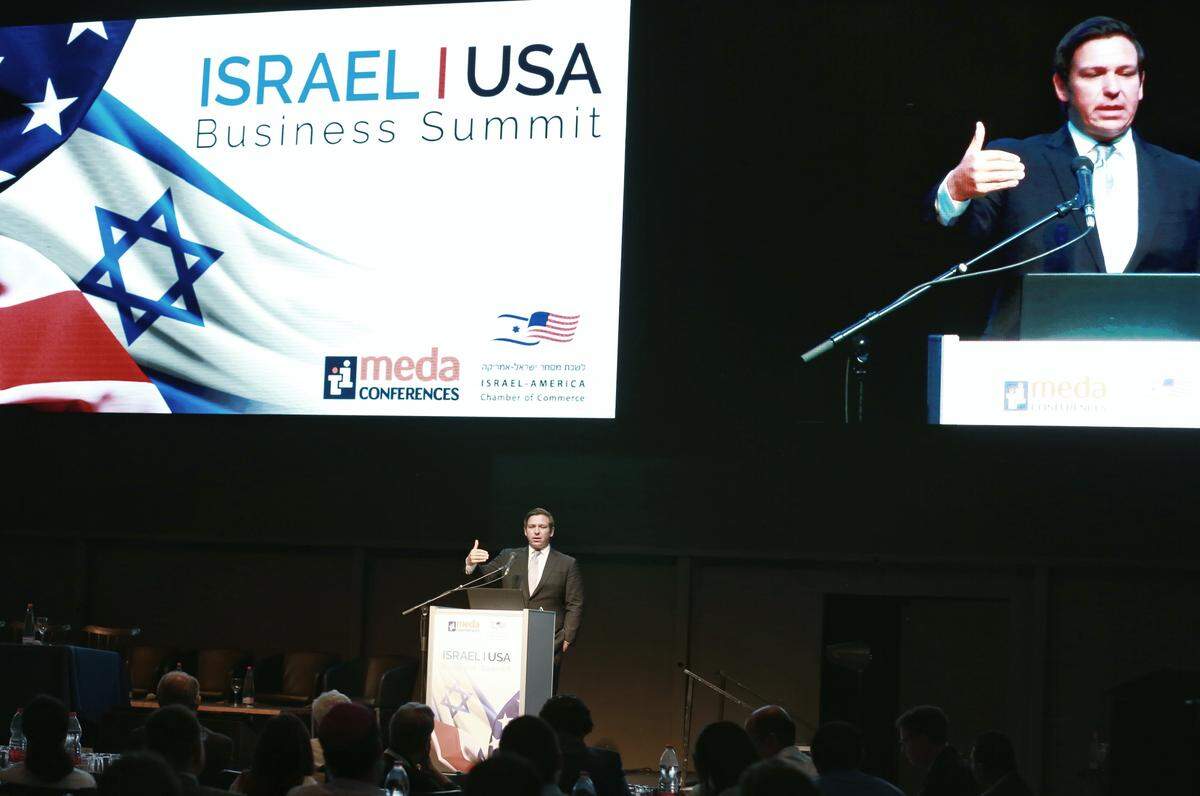 Florida Gov. Ron DeSantis delivered the keynote address at the 2019 Israel-America Business Summit in Airport City Wednesday.