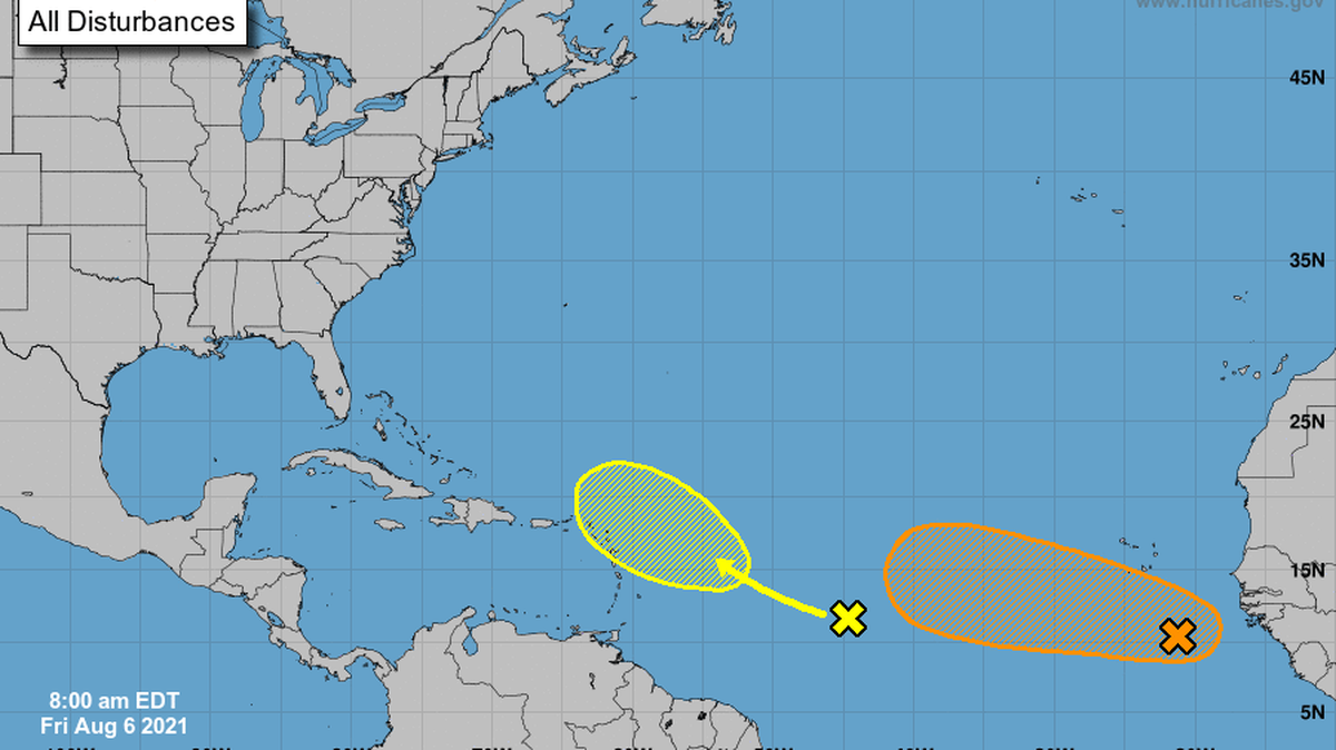 Friday morning, forecasters dropped the predicted chances that a tropical wave near the Cabo Verde Islands will form a depression soon from 70% to 60% in the next five days.