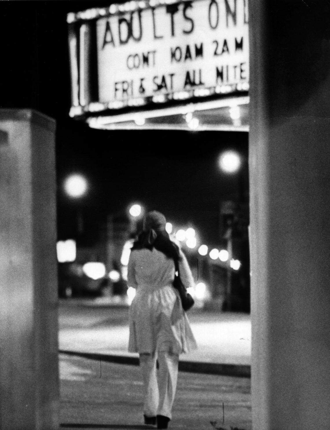 In 1977, pedestrians on Biscayne and 78th in Miami.