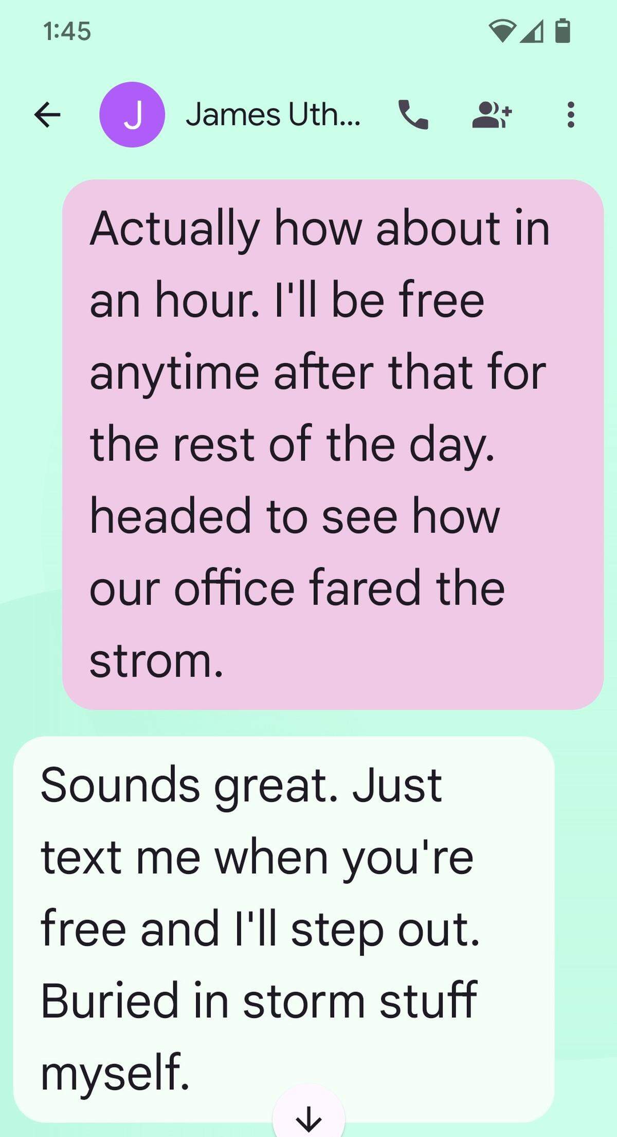 A text message from Save Our Society from Drugs Executive Director Amy Ronshausen on Oct. 11, 2024, to Gov. Ron DeSantis’ then-Chief of Staff James Uthmeier where they arrange to have a phone call. The message was provided from Rep. Alex Andrade to the Herald/Times after a public hearing in which he requested documents related to his inquiry into the Hope Florida Foundation. He said Ronshausen provided the message and others to him as part of his request.