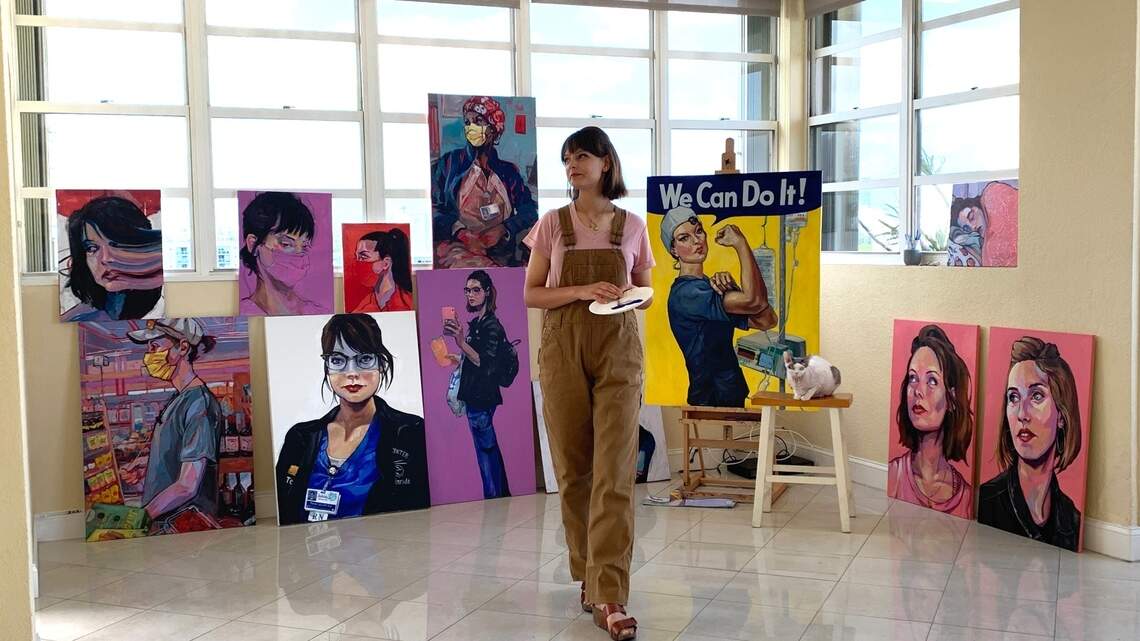 Her paintings tell the story of the brave nurses amid COVID-19