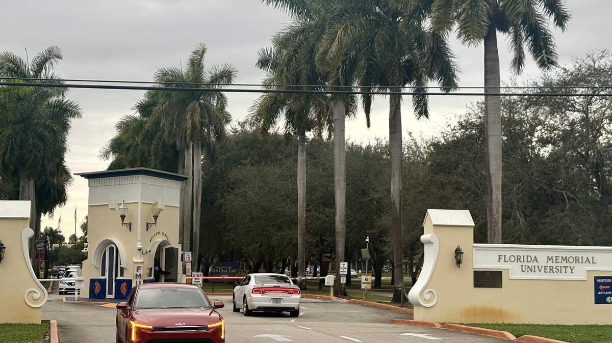 The Florida Memorial University entrance at 15800 NW 42nd Ave. in Miami Gardens on Wednesday, Jan. 28, 2026. FMU President William C. McCormick Jr. said the university is maintaining ‘heightened internal security protocols.’
