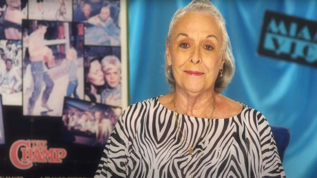 Miami casting director Dee Miller was honored in June 2011 with the Film Florida Legends Award and in this image from the tribute video she is seen with the logos of some of the productions she helped cast. Among them, the 1979 Jon Voight film, “The Champ,” and the NBC television crime drama “Miami Vice.”