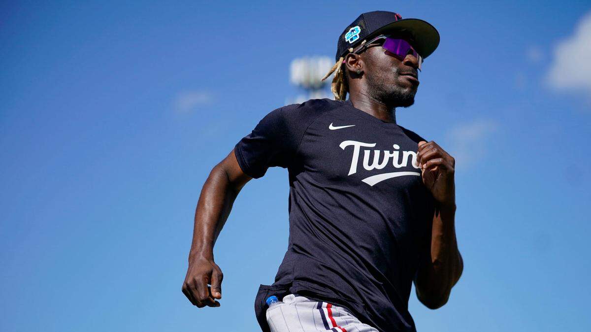 Outfielder Nick Gordon runs the bases during the first full-squad spring training workout for the Minnesota Twins at Hammond Stadium in Fort Myers on Monday, Feb. 20, 2023.