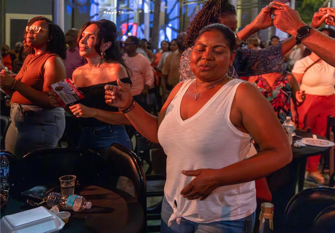 Kompa fans dance and sing along in the VIP section as Haitian Kompa star Richard Cave delivered another electrifying performance on Friday, June 20, 2025, at “Sounds of Little Haiti” at the Little Haiti Cultural Complex.