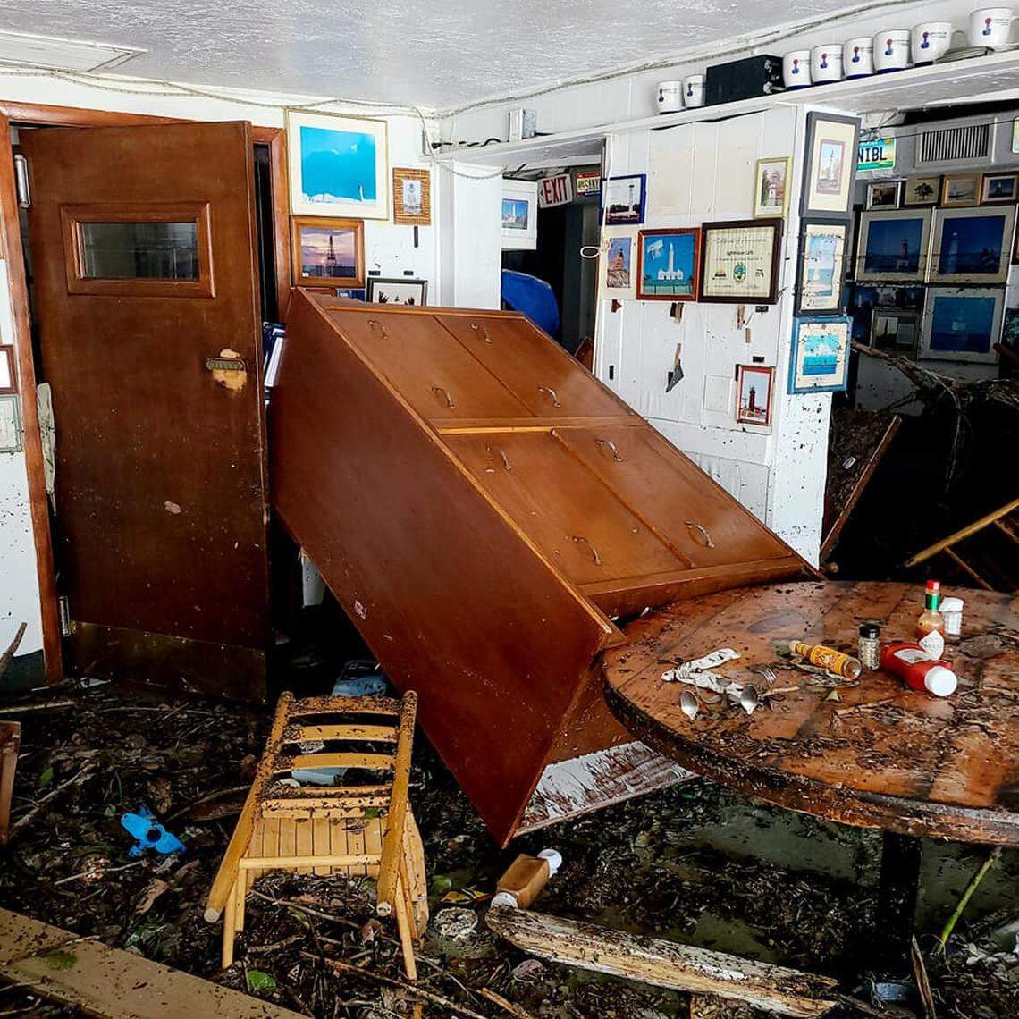 Sanibel’s Lighthouse Café will need a total gut renovation before it can reopen, says owner Dan Billheimer. He posted this image of Hurricane Ian damage on Oct. 6 to the restaurant’s Facebook page.