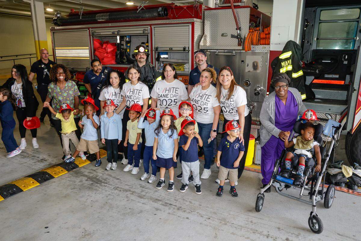White Cane Day activities included a visit to a City of Miami Fire station.