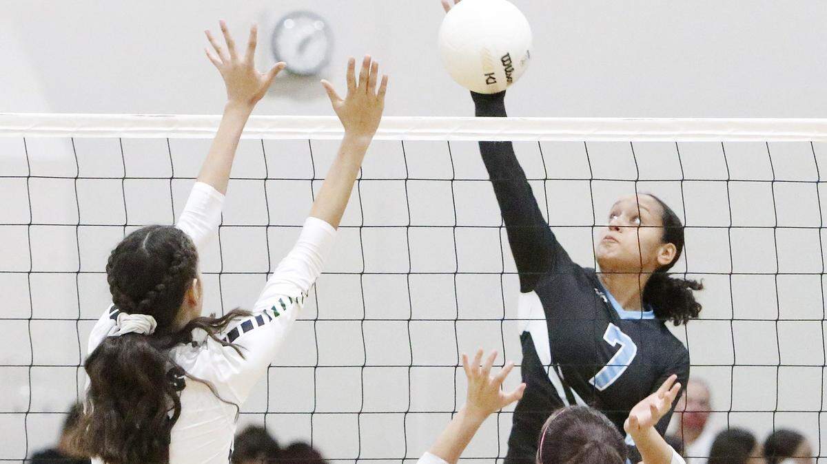 West Broward Bobcats’ Isabella Marquez (7) hits against Hialeah Gardens Gladiators during the regional quarterfinal volleyball match on Wednesday, October 23, 2019 at Hialeah HS in Hialeah Gardens
