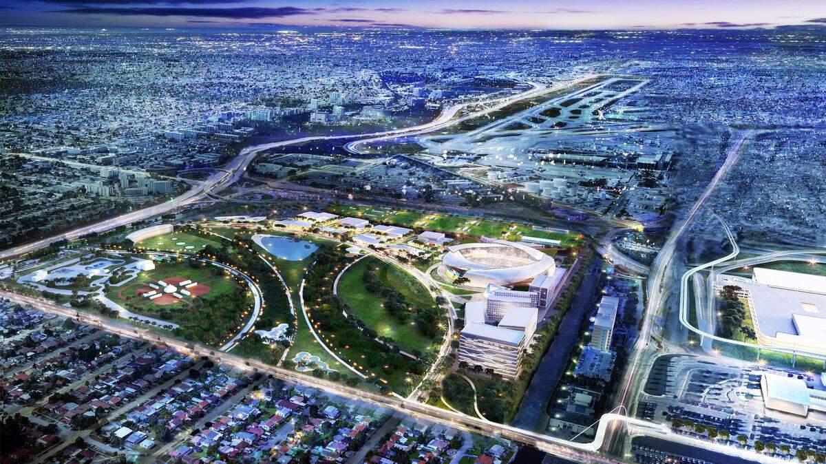 The proposed “Miami Freedom Park” that would house a Major League Soccer stadium and a large new office and retail complex. David Beckham and partners, who include Jorge and Jose Mas, want to develop the project on Miami’s Melreese golf course.