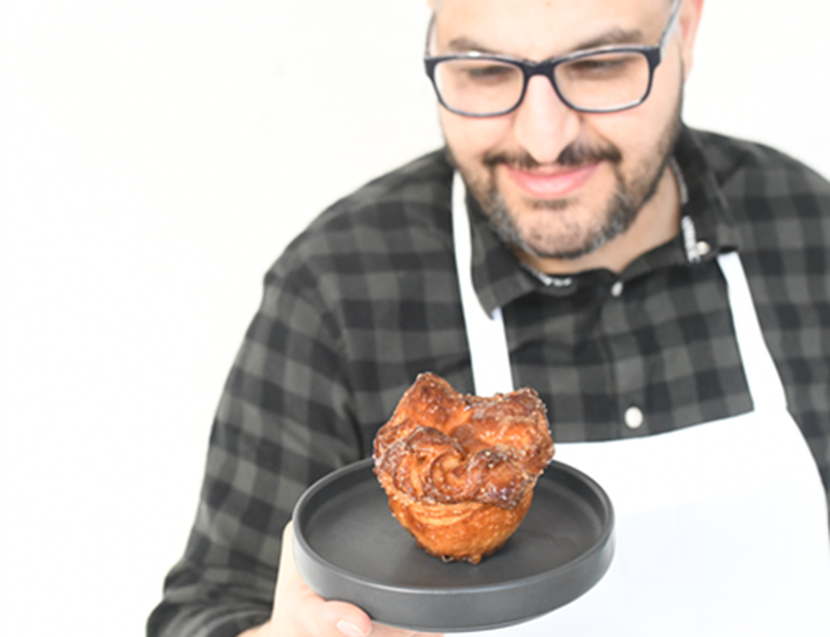 Antonio Bachour with one of his baked creations.