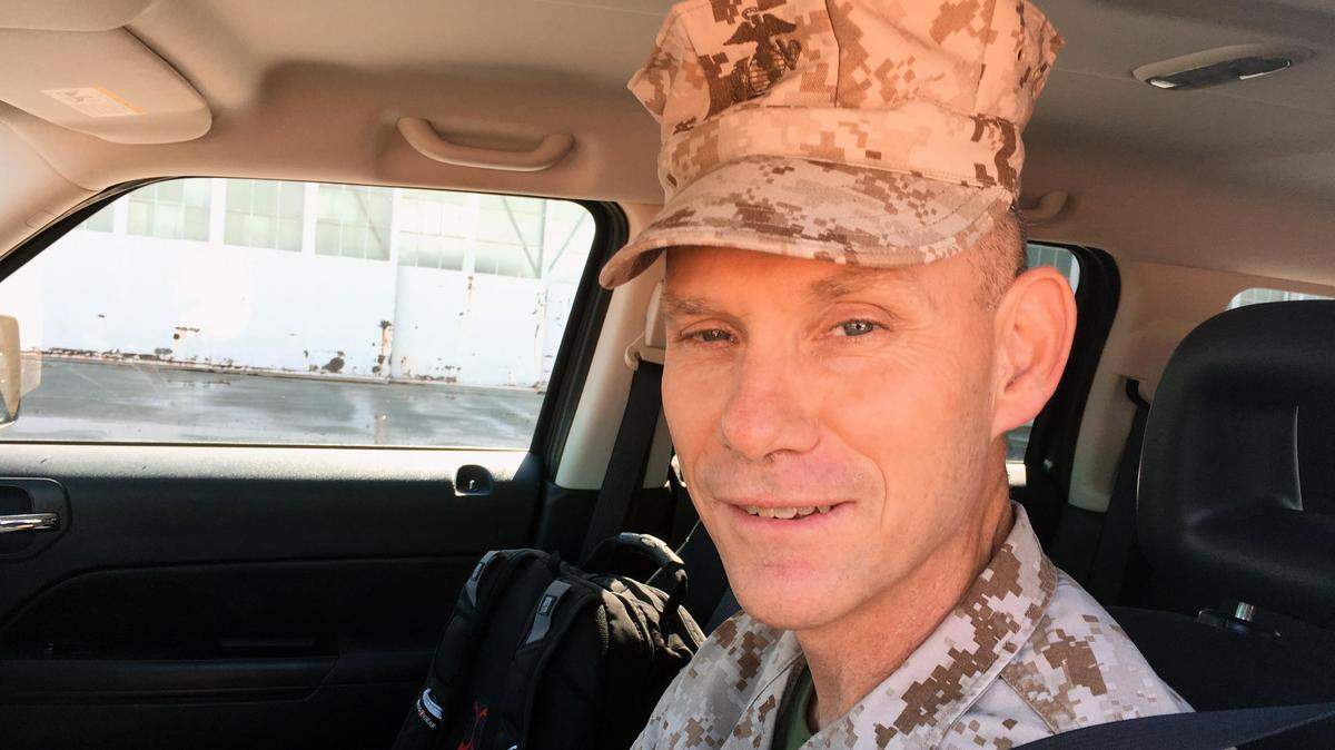 Brig. Gen. John Baker, moments after leaving his trailer, where he was confined for contempt of court, on Nov. 3, 2017.