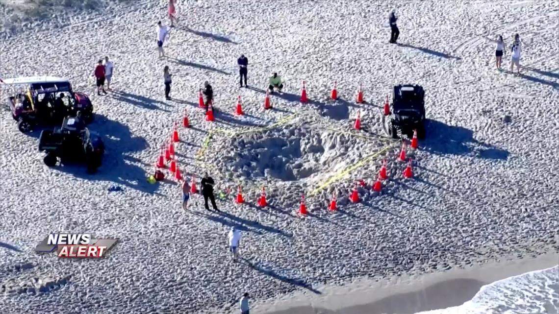 A girl died Tuesday afternoon, Feb. 20, 2024, after Pompano Beach Fire Rescue paramedics pulled her and her brother from a sand hole they dug on the beach at Lauderdale-by-the-Sea Tuesday. The boy was hospitalized.