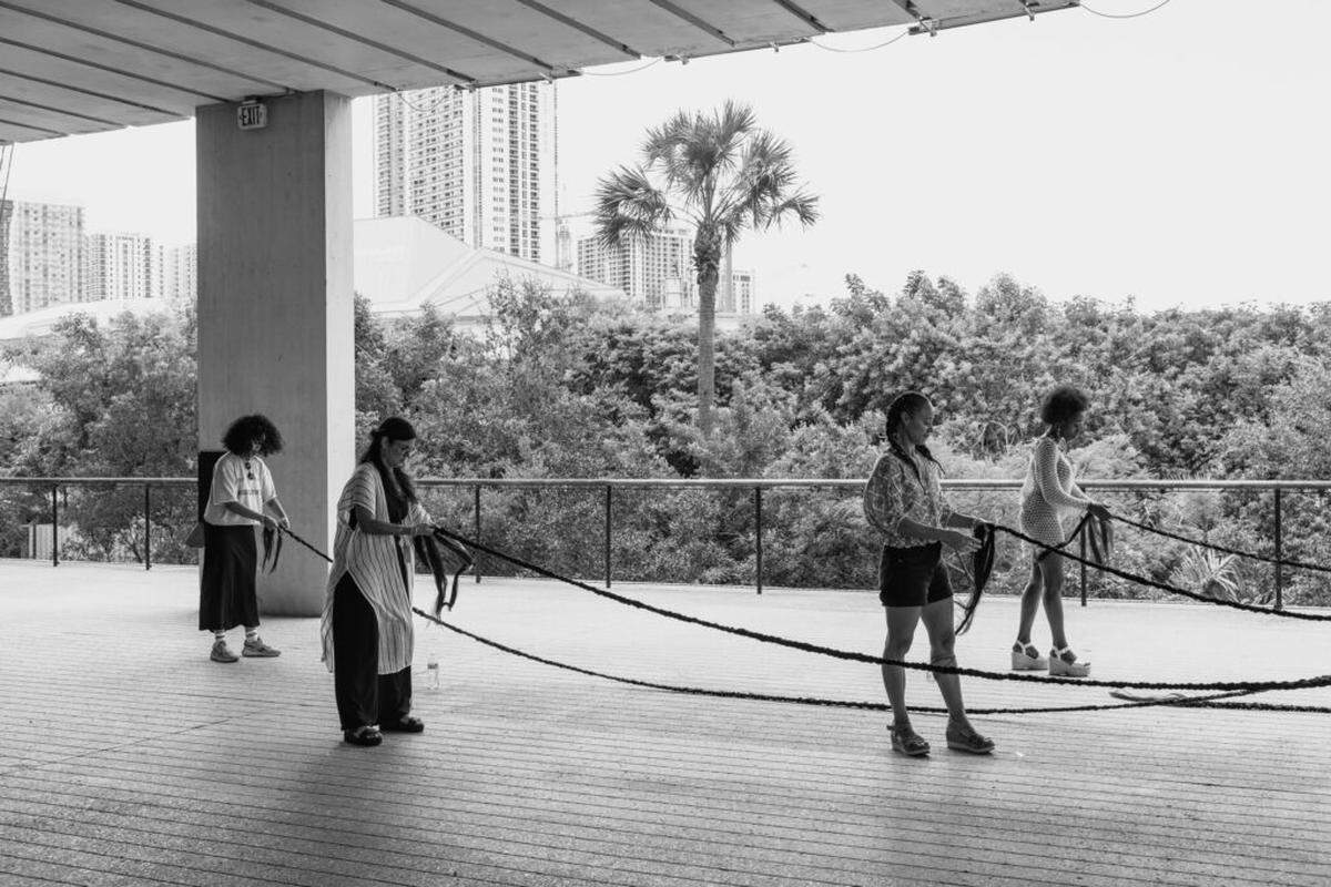 Danish-Trinidadian artist Jeannette Ehlers performance invited Miami’s Afro-Caribbean diaspora to engage in a communal braiding circle during as part of her performance “We’re Magic. We’re Real #3 (These Walls)” at PAMM in September.