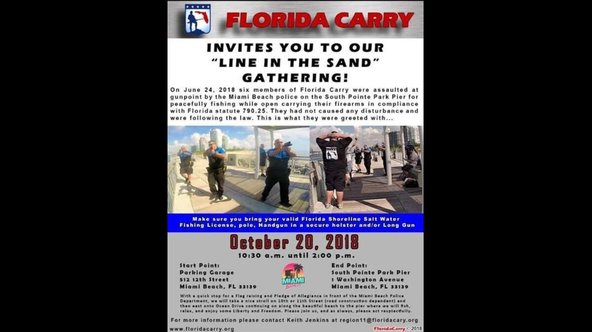A group of gun enthusiasts calling itself Open Carry plans a visit to Miami Beach on Saturday.
