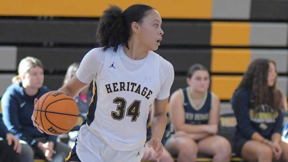 American Heritage guard Jasleen Green takes the ball up the court in a regular-season game against North Broward Prep on Saturday, Jan. 7, 2023.