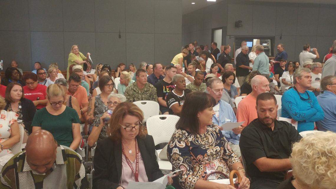 Key West residents crowded into City Hall on Wednesday, Sept. 4, 2019, for a meeting on the local relief effort for the people of the Bahamas.