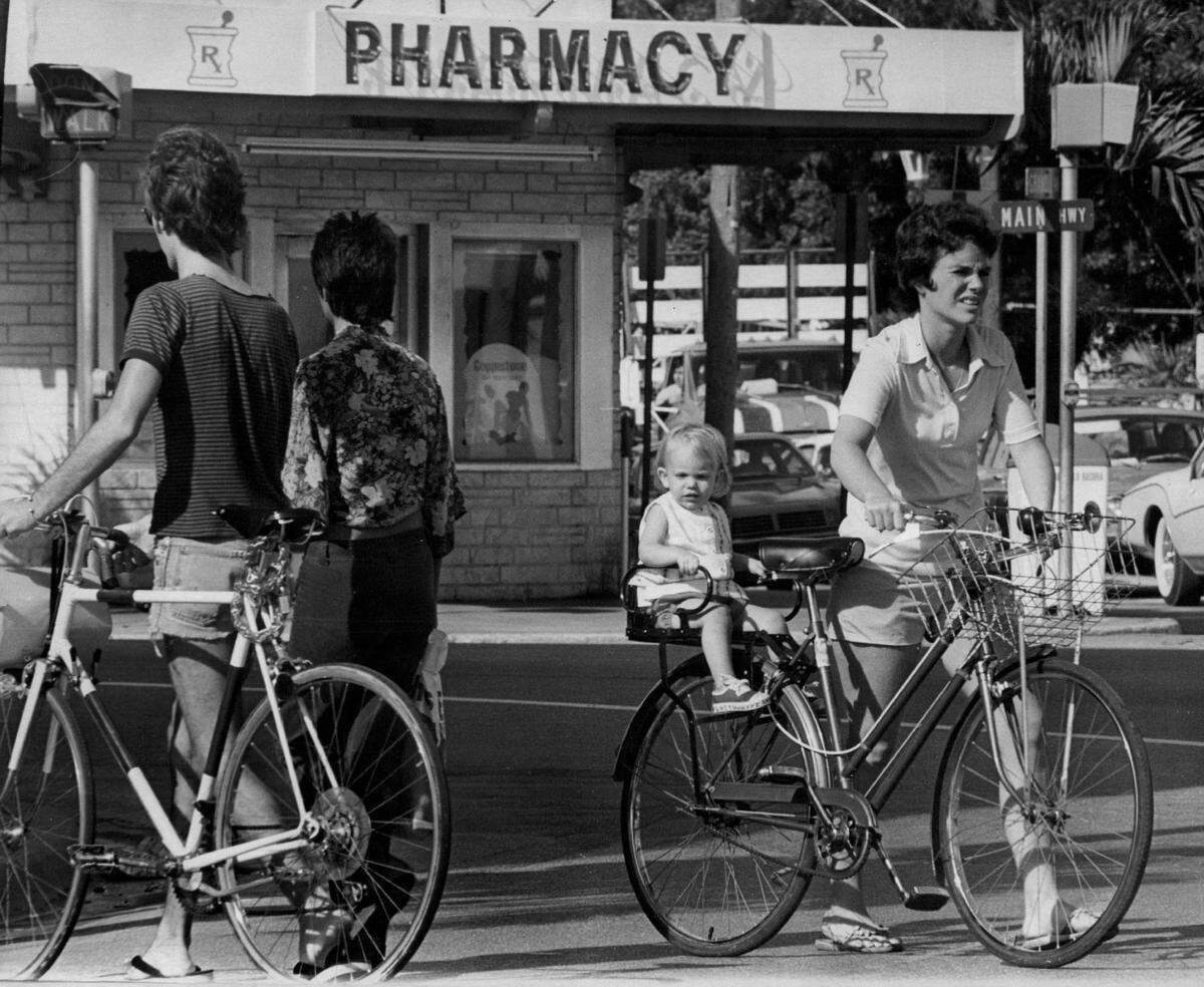 Bicyclers in Coconut Grove in 1974.