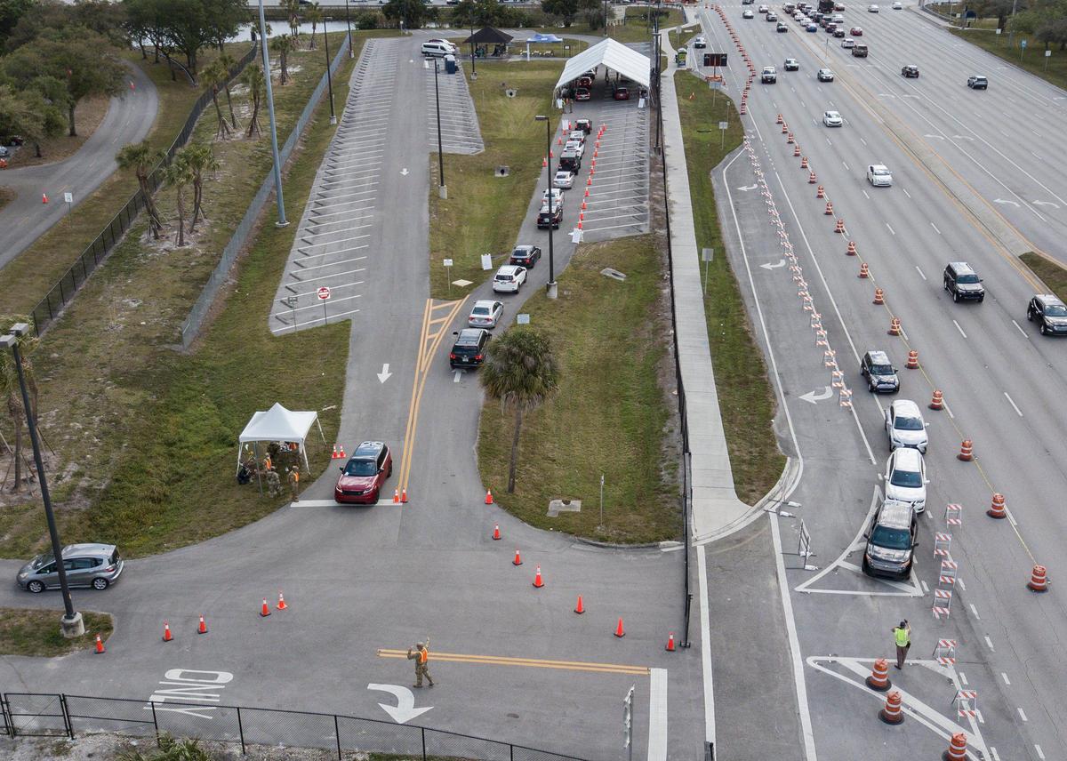 The Florida National Guard opens coronavirus drive-thru testing site in Pembroke Pines on Friday, March 20, 2020.