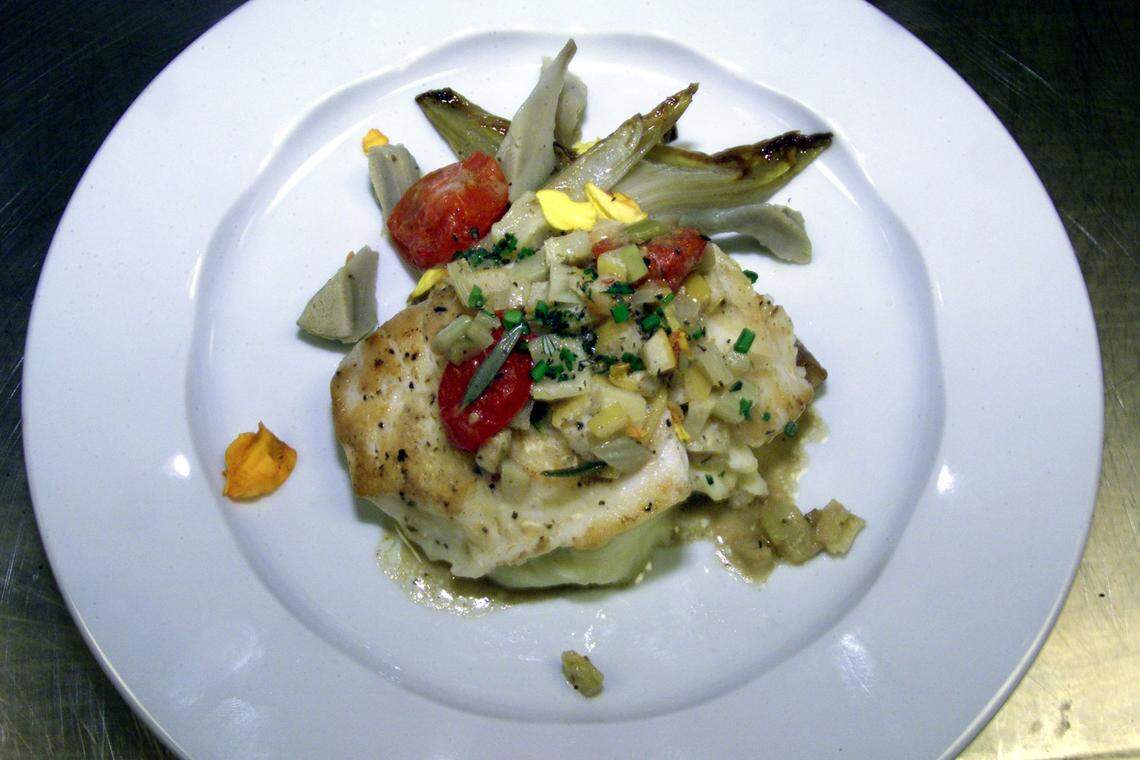 In 2001, at the Mandarin Oriental, halibut with fennel, ginger and lemon confit served with braised artichokes and endive.