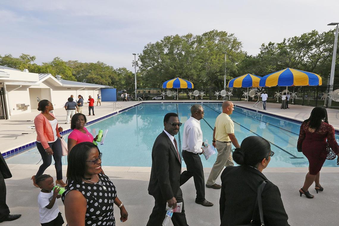 A view of the new pool during the building tour of the Father Gérard Jean-Juste Community Center at Oak Grove Park.