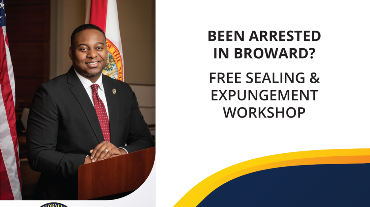 The Broward State Attorney’s Office will host an arrest record sealing and expungement workshop on Oct. 5, 2023.