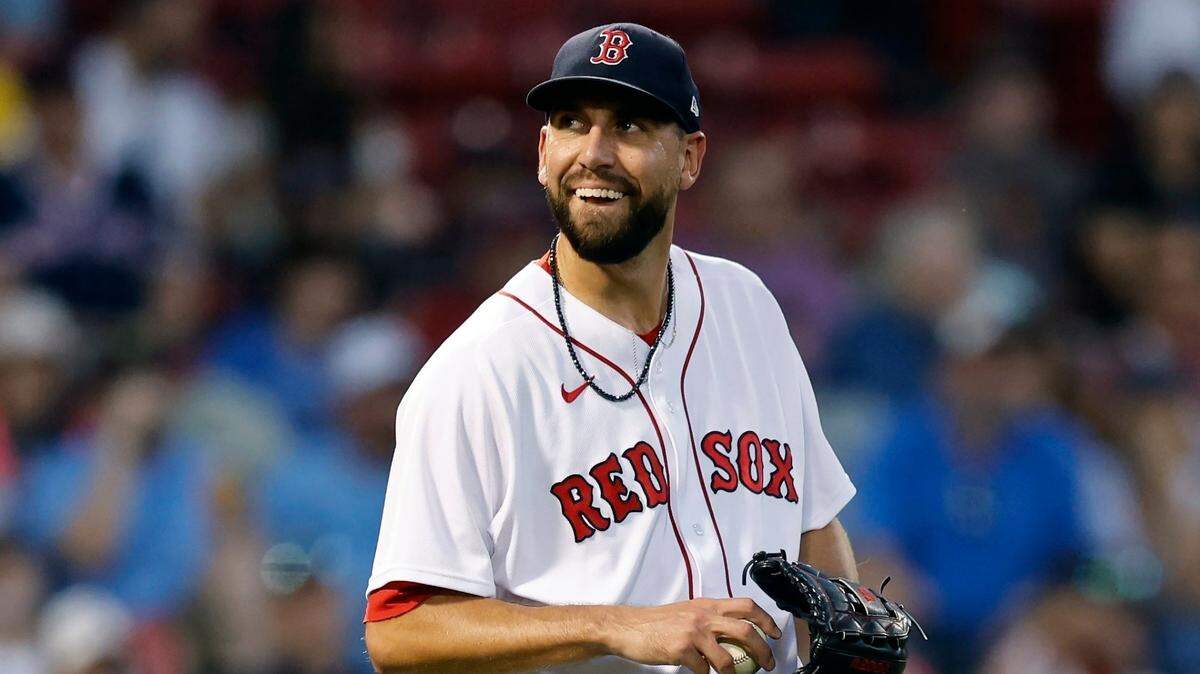 Boston Red Sox’s Matt Barnes reacts after loading the bases during the ninth inning of a baseball game against the Texas Rangers, Sept. 3, 2022, in Boston. The Miami Marlins acquired reliever Barnes in a trade with the Boston Red Sox on Monday, Jan 30, 2023.