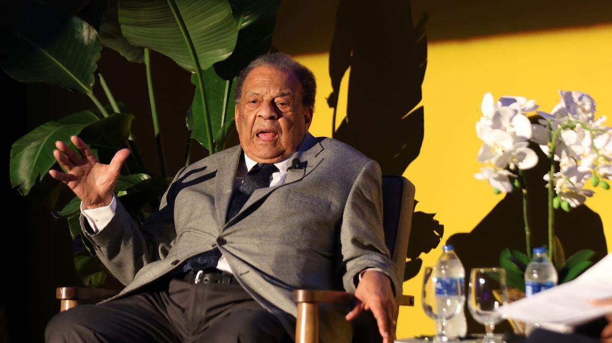 Andrew Young speaks about the Civil Rights Movement, his political accomplishments as mayor of Atlanta, his relationship with Jimmy Carter and with Martin Luther King Jr. on Sunday, Feb. 19, 2023, at the Historic Hampton House in Miami, Florida. He was interviewed by Miami Herald senior reporter Jacqueline Charles during the Black History Month event.