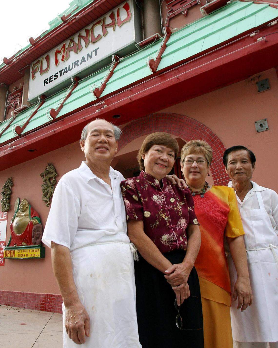 Jesus Li, wife Lucy and, Victoria Yee and husband, Julio, owners of Fu Manchu restaurant in 2006