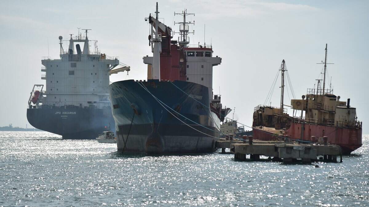 General view of ships in a wharf of the port in the Haitian capital, Port-au-Prince, on August 11, 2017. / AFP PHOTO / HECTOR RETAMAL        (Photo credit should read HECTOR RETAMAL/AFP via Getty Images)