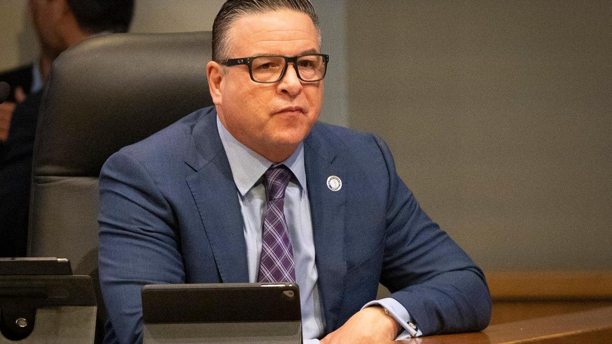 Miami City Manager Arthur Noriega sits at a city commission meeting on Thursday, May 25, 2023, at Miami City Hall in Coconut Grove.
