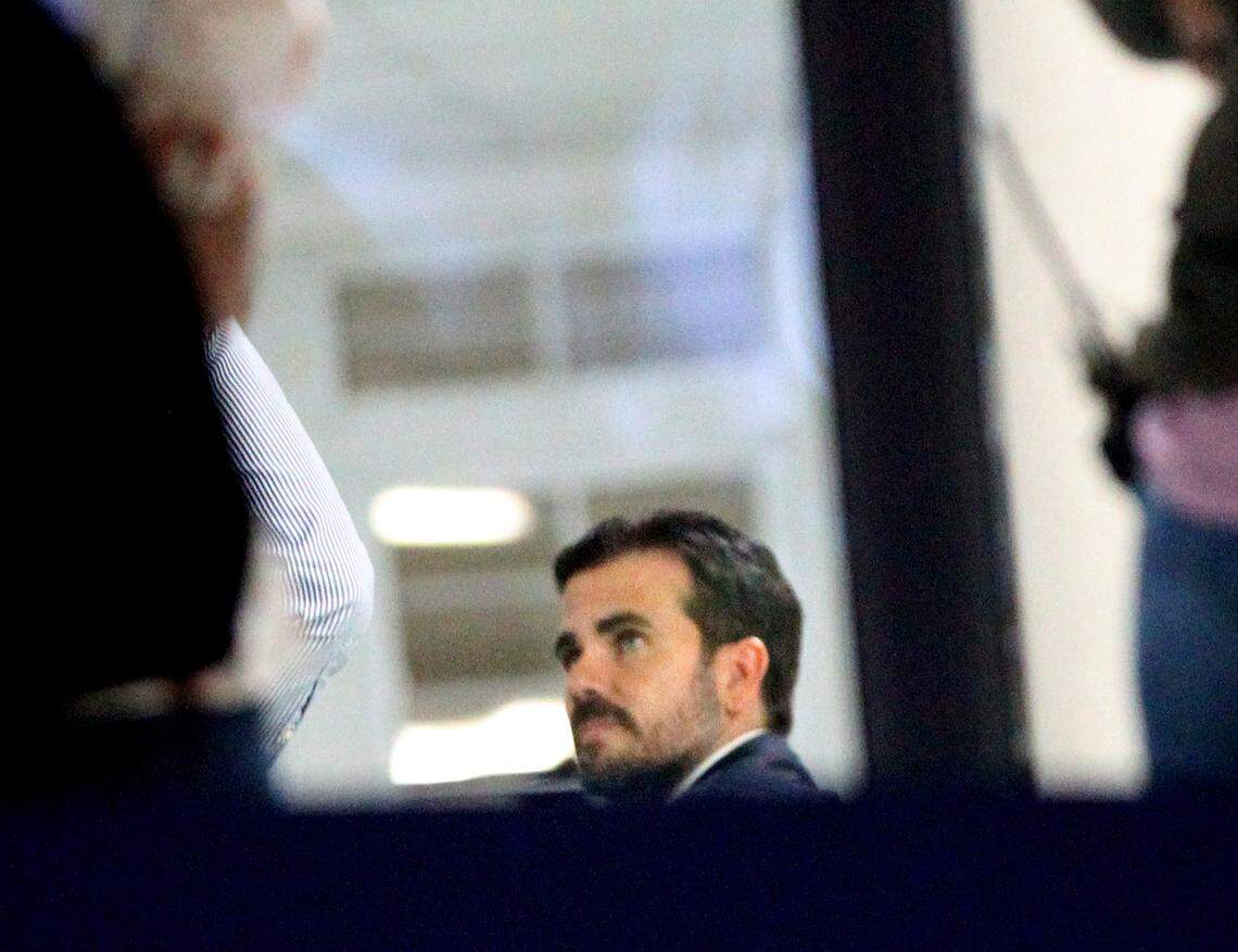 Governor Ricardo “Ricky” Antonio Rosselló Nevares, is seen during a meeting with Mayors from his party inside the Yolanda Guerrero Cultural center in Guaynabo, The meeting was closed to the media as he entered through a side door heavily guard. on Sunday July 21, 2019.