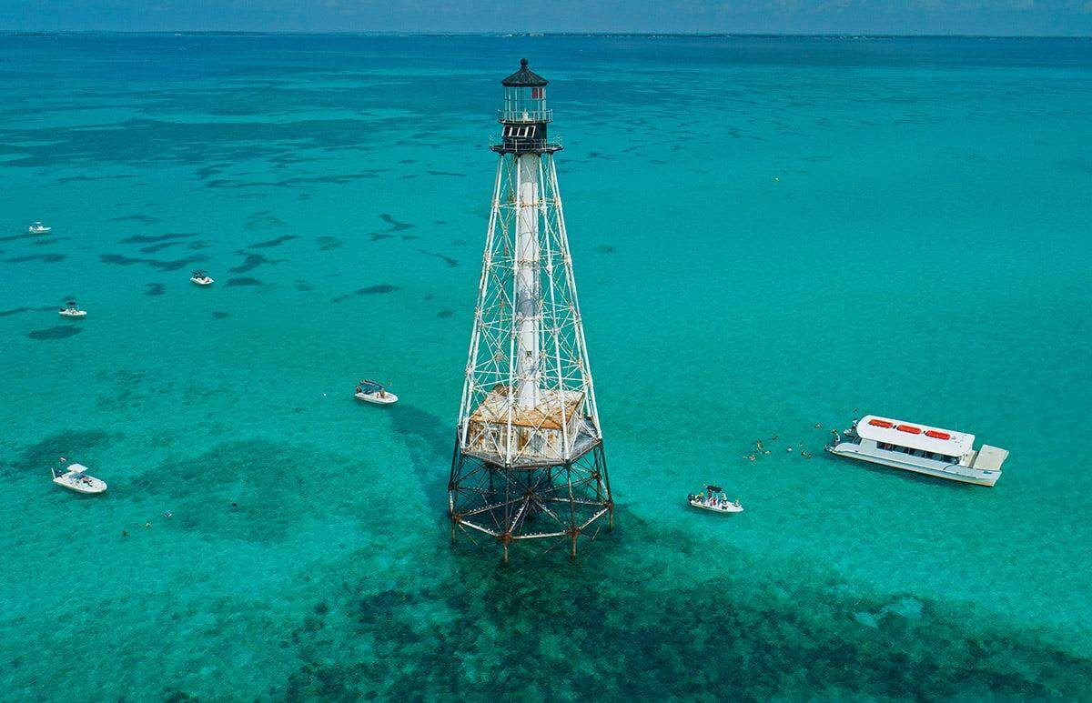 The Alligator Reef Lighthouse, which sits about 4 miles off Islamorada in the Florida Keys, dates back to 1873.