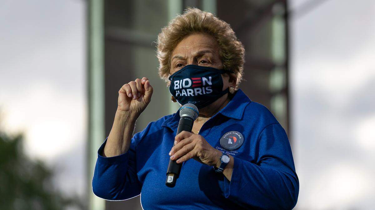 Former congresswoman and University of Miami President Donna Shalala, shown in 2020 during a campaign rally in 2020, testified Wednesday in a lawsuit over her firing of a former UHealth executive.