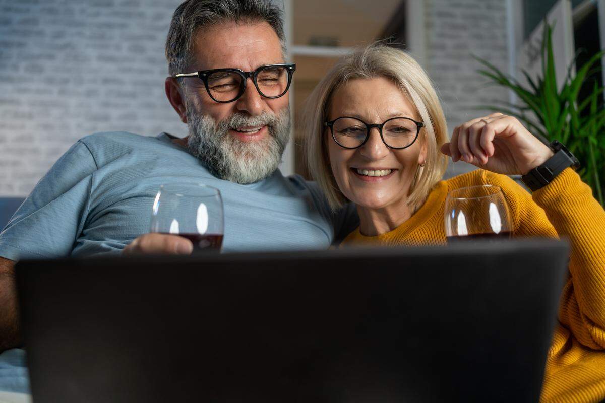 older couple watching valentines day movie