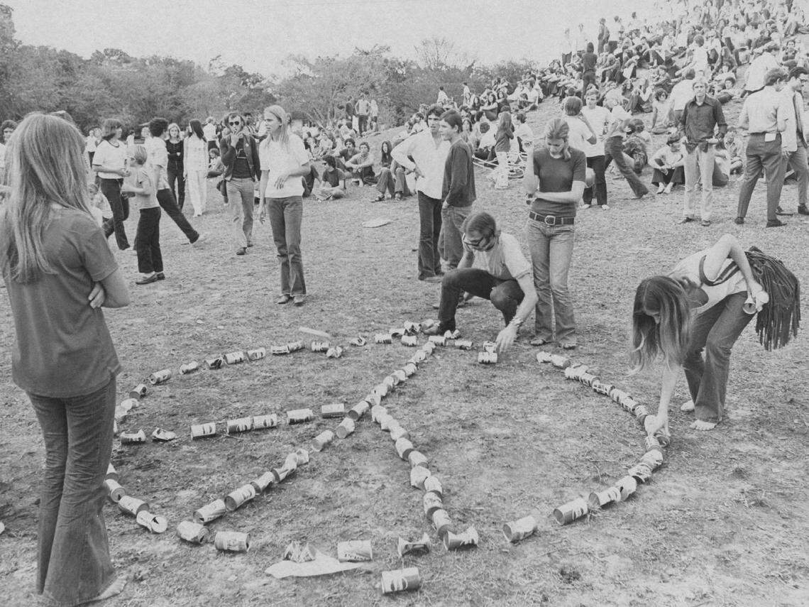 Peace symbol at Greynolds Park in 1970.