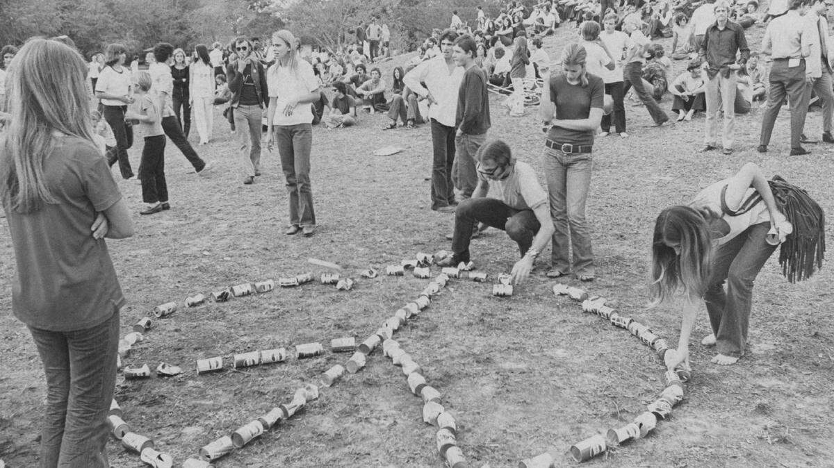 Peace symbol at Greynolds Park in 1970.