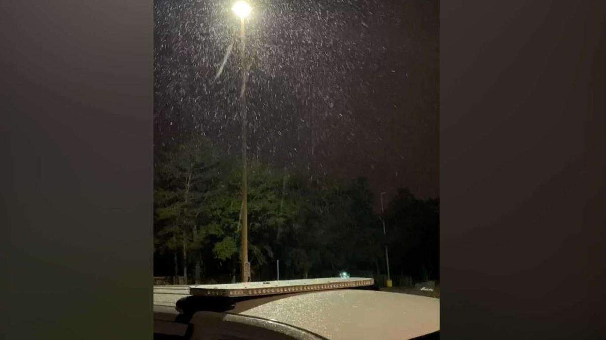 A deputy with the Okaloosa County Sheriff’s Office captured a rare snowfall on the Sunday night/early Monday shift in Fort Walton Beach, Florida.