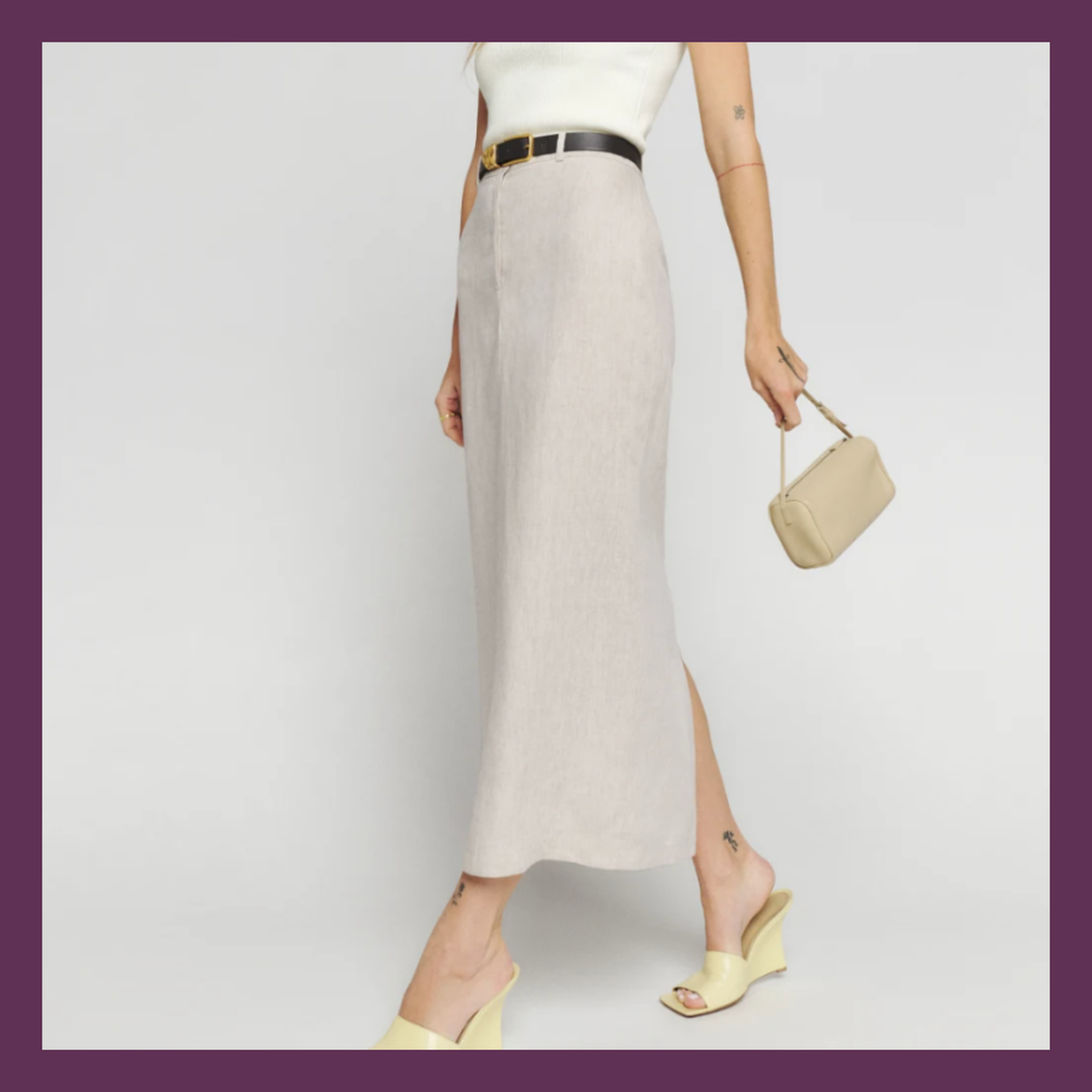 Reformation Gia Linen Skirt