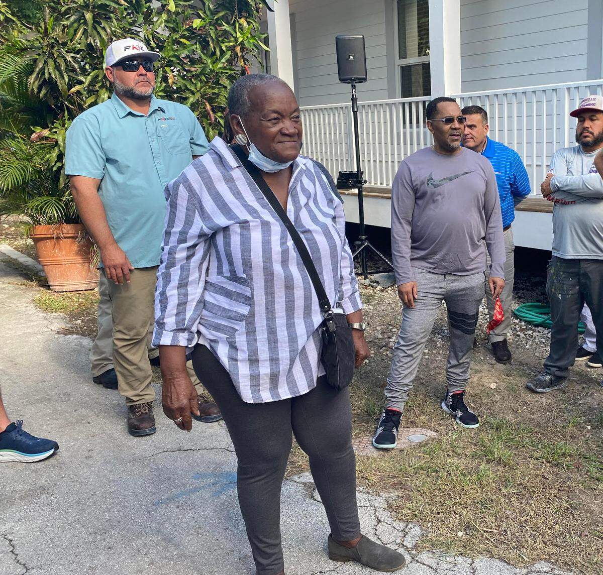 Alelia Butler attends a dedication ceremony for her new home in Key West on Dec. 22, 2021. She lost her trailer and all of her possessions in a fire in 2019.