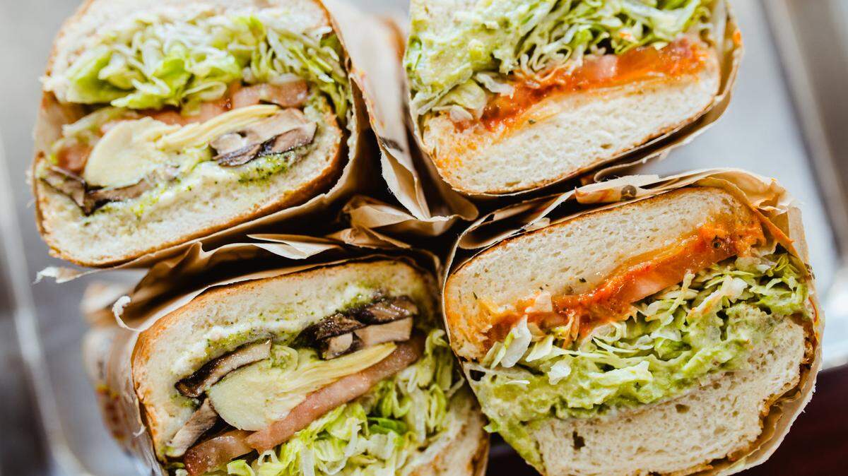 The Sometimes I’m A Vegetarian sandwich at Ike’s comes with marinated artichoke hearts, mushrooms, pesto and provolone.